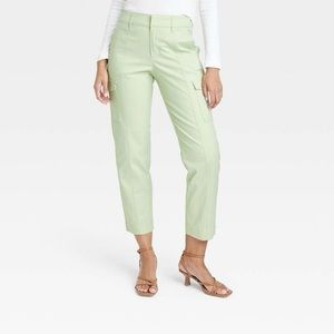 Women's Effortless Chino Cargo Pants - A New Day Light Green 16